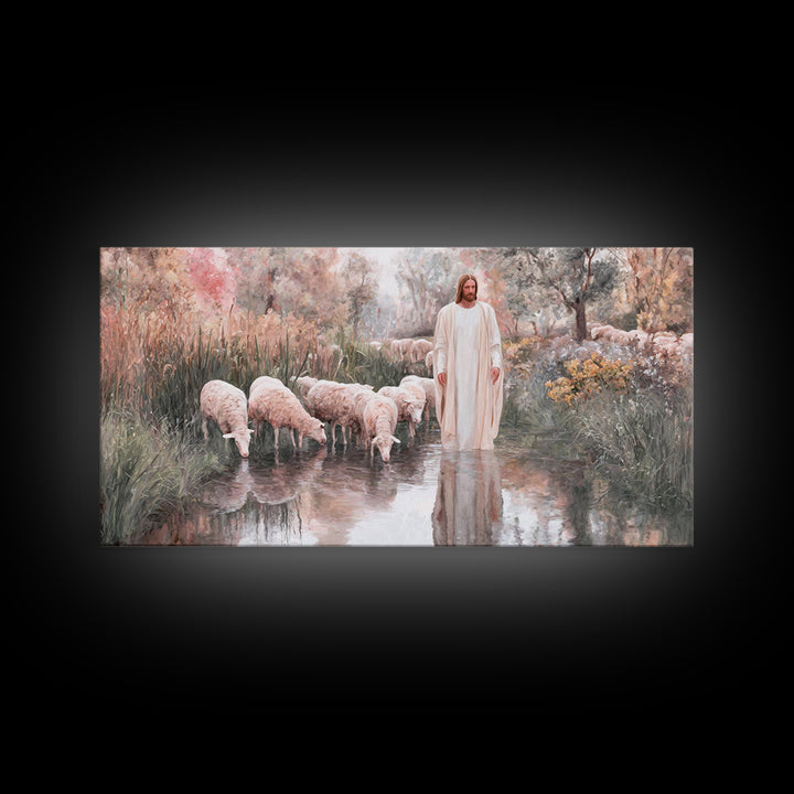 Pastoral Sunrise - Framed Canvas Print - Christian Wall Art - Christian Art Canvas - Christian Gift - Jesus Painting - Christian Art