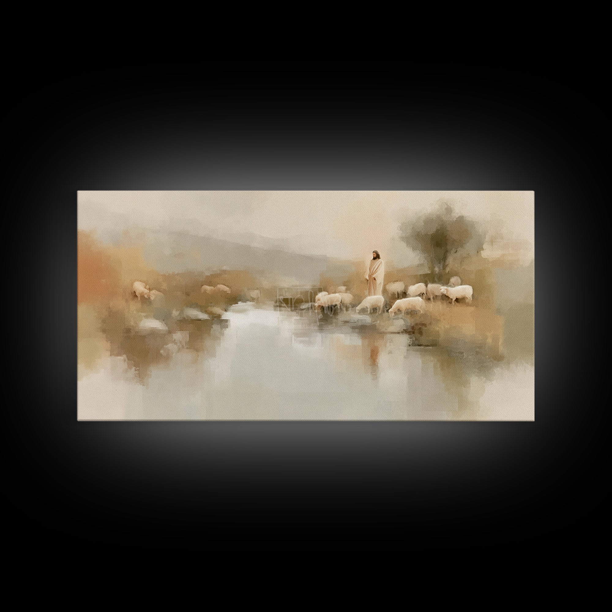 River of Peace | Framed Canvas Print | Christian Art Canvas | Jesus Painting | Christmas Art | Christian Wall Art | Subtle Christian Art