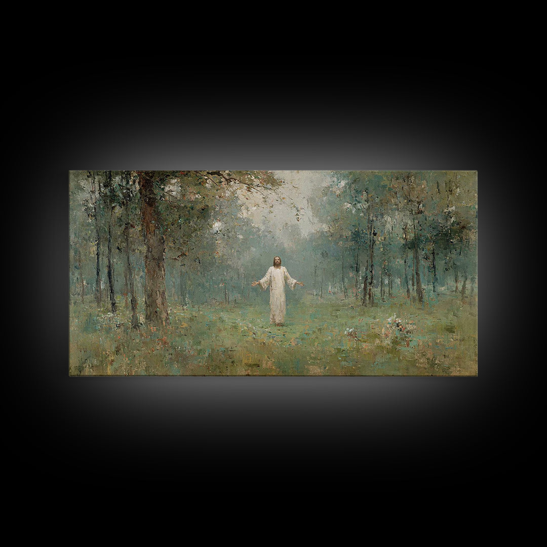 Light of Salvation, Framed Canvas Print, Christian Wall Art, Jesus Painting, Christian Christmas Art, Christian Art Canvas, Modern Christia