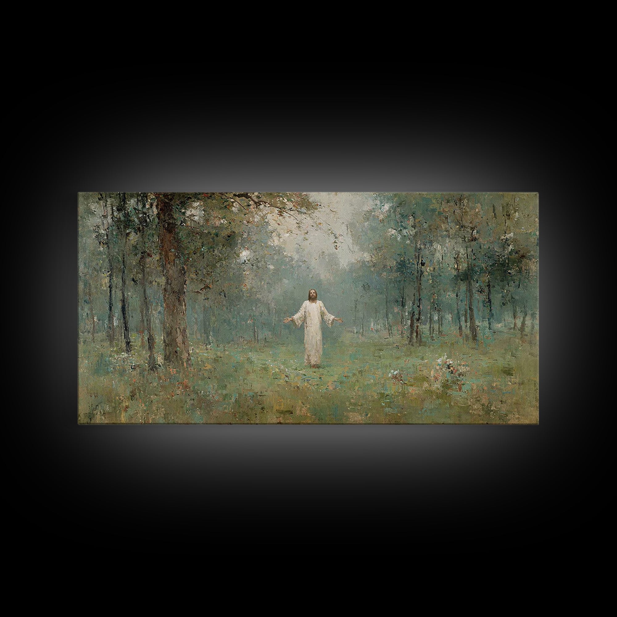 Light of Salvation, Framed Canvas Print, Christian Wall Art, Jesus Painting, Christian Christmas Art, Christian Art Canvas, Modern Christia