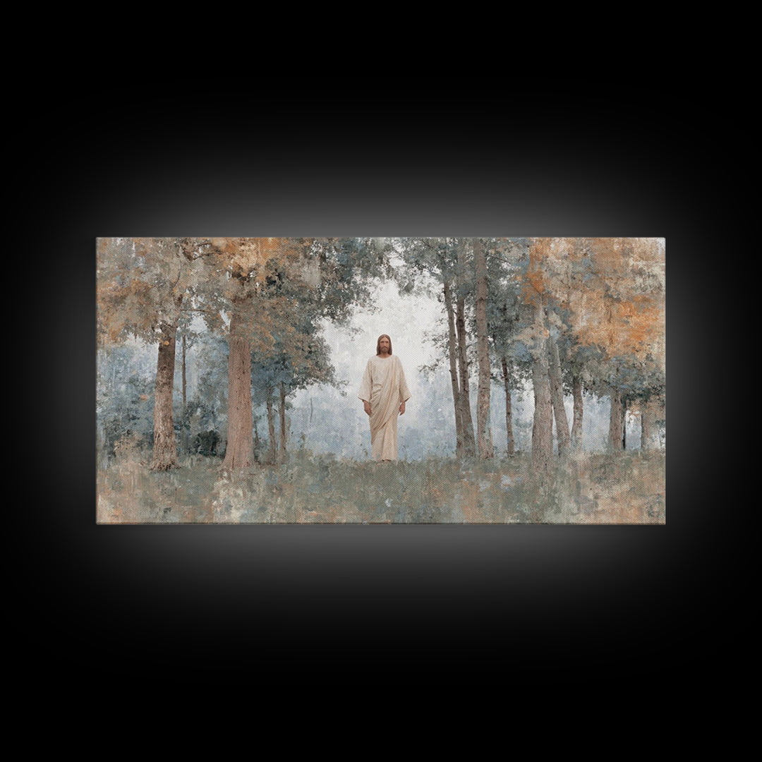 Divine Meadow, Framed Canvas Print, Christian Wall Art, Jesus Painting, Christian Art Canvas, Subtle Christian Art, Christian Christmas Art