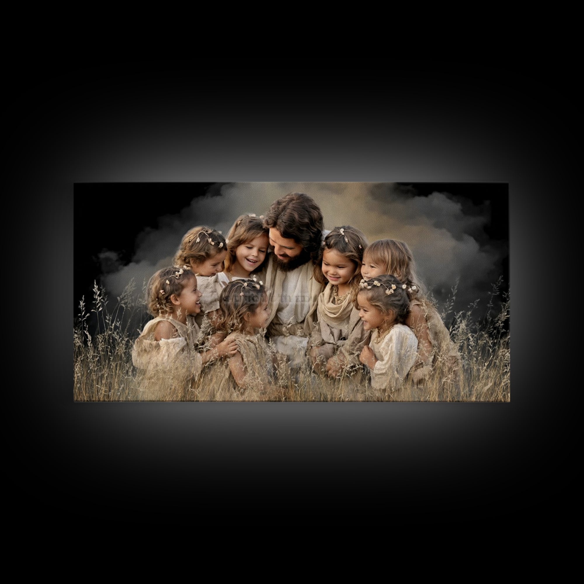 Joyful Meadow, Framed Canvas Print, Christian Wall Art, Jesus Painting, Christian Art Canvas, Christian Art Prints, Christian Gift Ideas