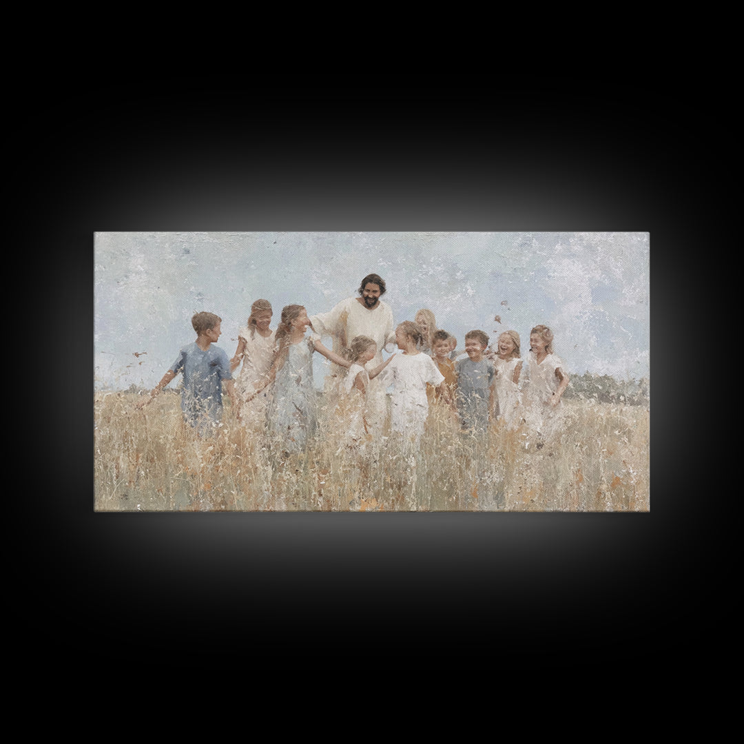 Fields Of Joy – Framed Canvas Print – Christian Wall Art – Jesus Painting – Christian Art Canvas – Christmas Art – Christian Decor