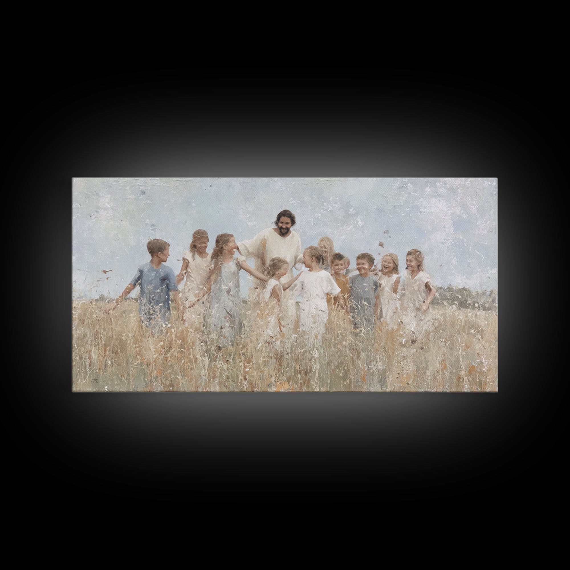Fields Of Joy – Framed Canvas Print – Christian Wall Art – Jesus Painting – Christian Art Canvas – Christmas Art – Christian Decor