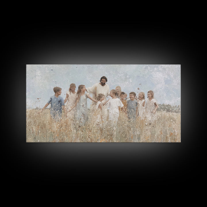 Fields Of Joy – Framed Canvas Print – Christian Wall Art – Jesus Painting – Christian Art Canvas – Christmas Art – Christian Decor