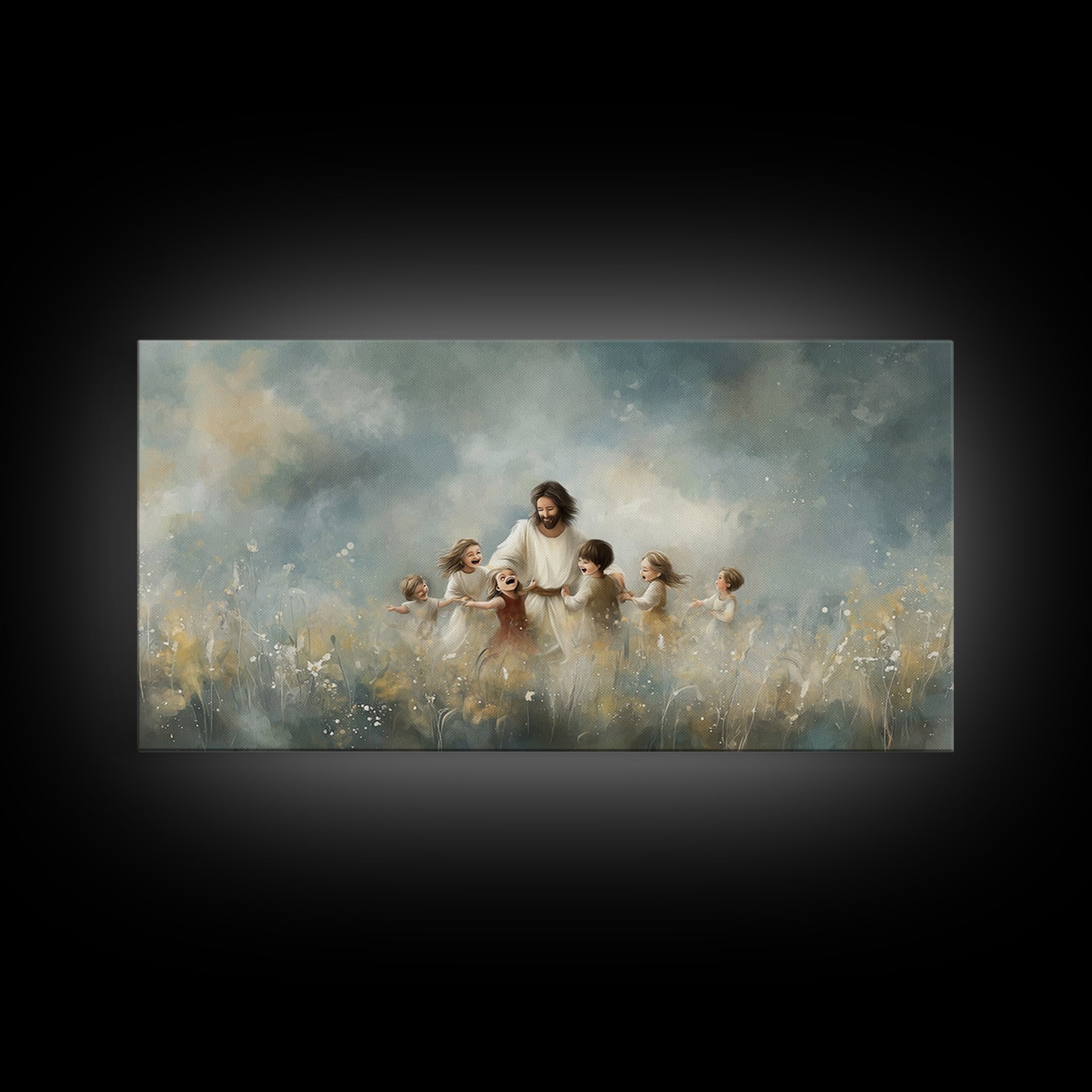 Gentle Shepherd Light | Framed Canvas Print | Christian Art Canvas | Jesus Painting | Christian Wall Art | Christian Christmas Art | Christ