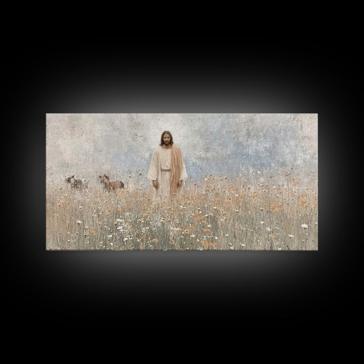 Sacred Garden Quiet, Framed Canvas Print, Christian Art Print, Jesus Paintings, Christian Wall Art, Christmas Art Prints, Christian Decor,