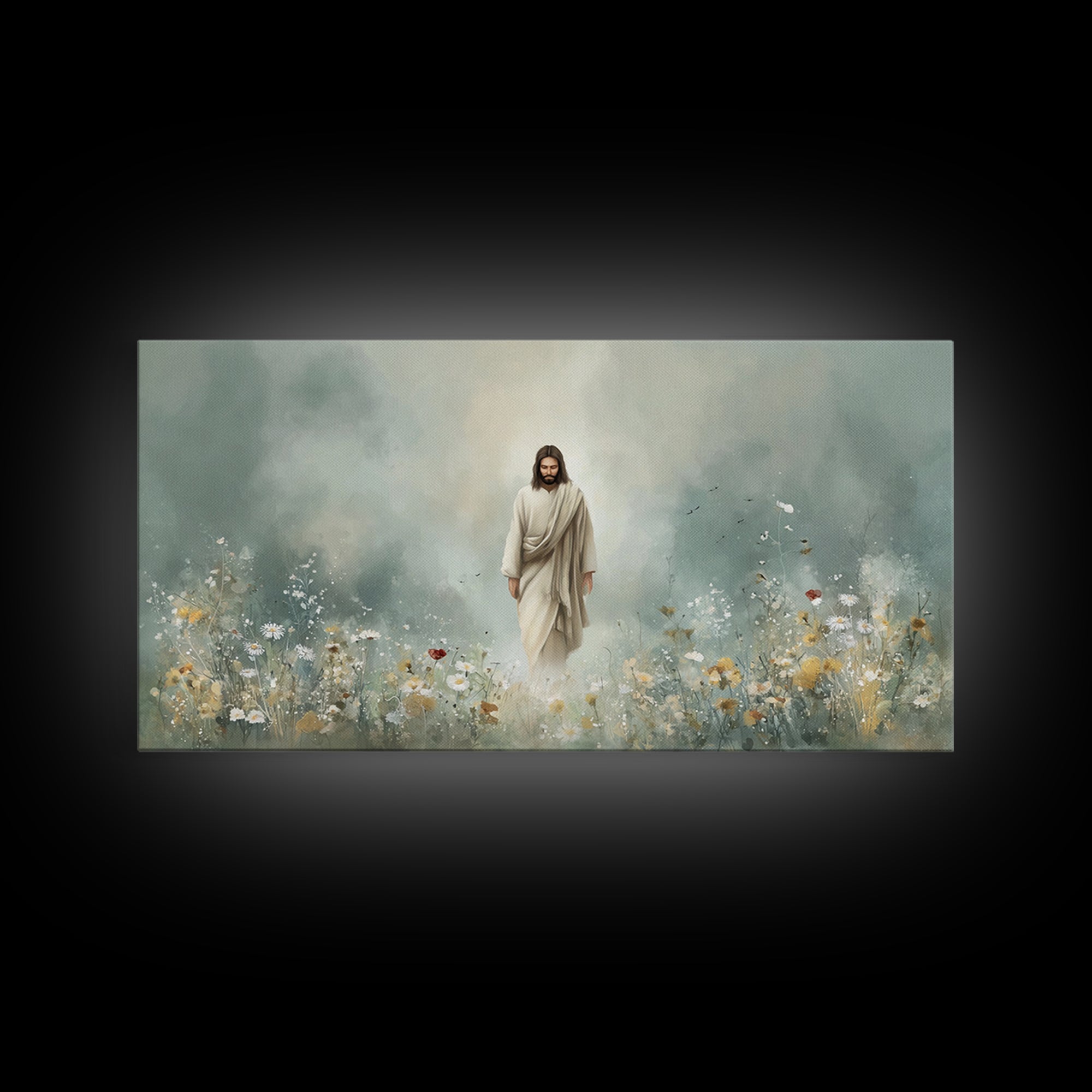 Heavenly Garden Walk – Framed Canvas Print – Christian Art Print – Jesus Painting – Christian Wall Art – Christian Christmas Art – Christia