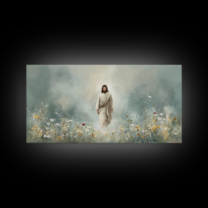 Heavenly Garden Walk – Framed Canvas Print – Christian Art Print – Jesus Painting – Christian Wall Art – Christian Christmas Art – Christia