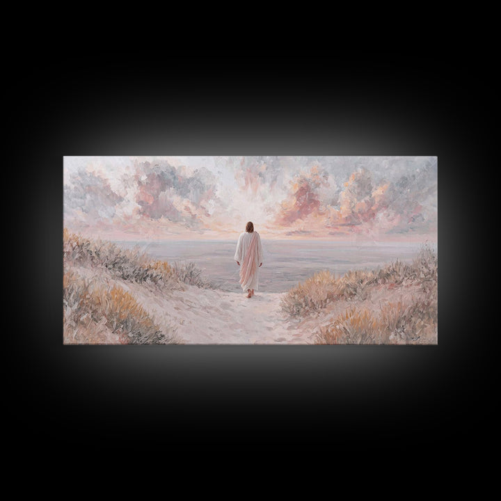 Skyward Steps Light – Framed Canvas Print – Christian Wall Art – Christian Art Canvas – Christian Art Print – Jesus Painting – Christian De