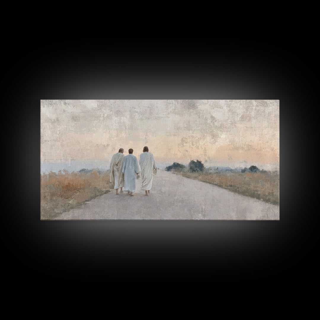 Road Of Companions | Framed Canvas Print | Christian Art Canvas | Christian Wall Art | Christian Paintings | Jesus Painting | Christian Dec