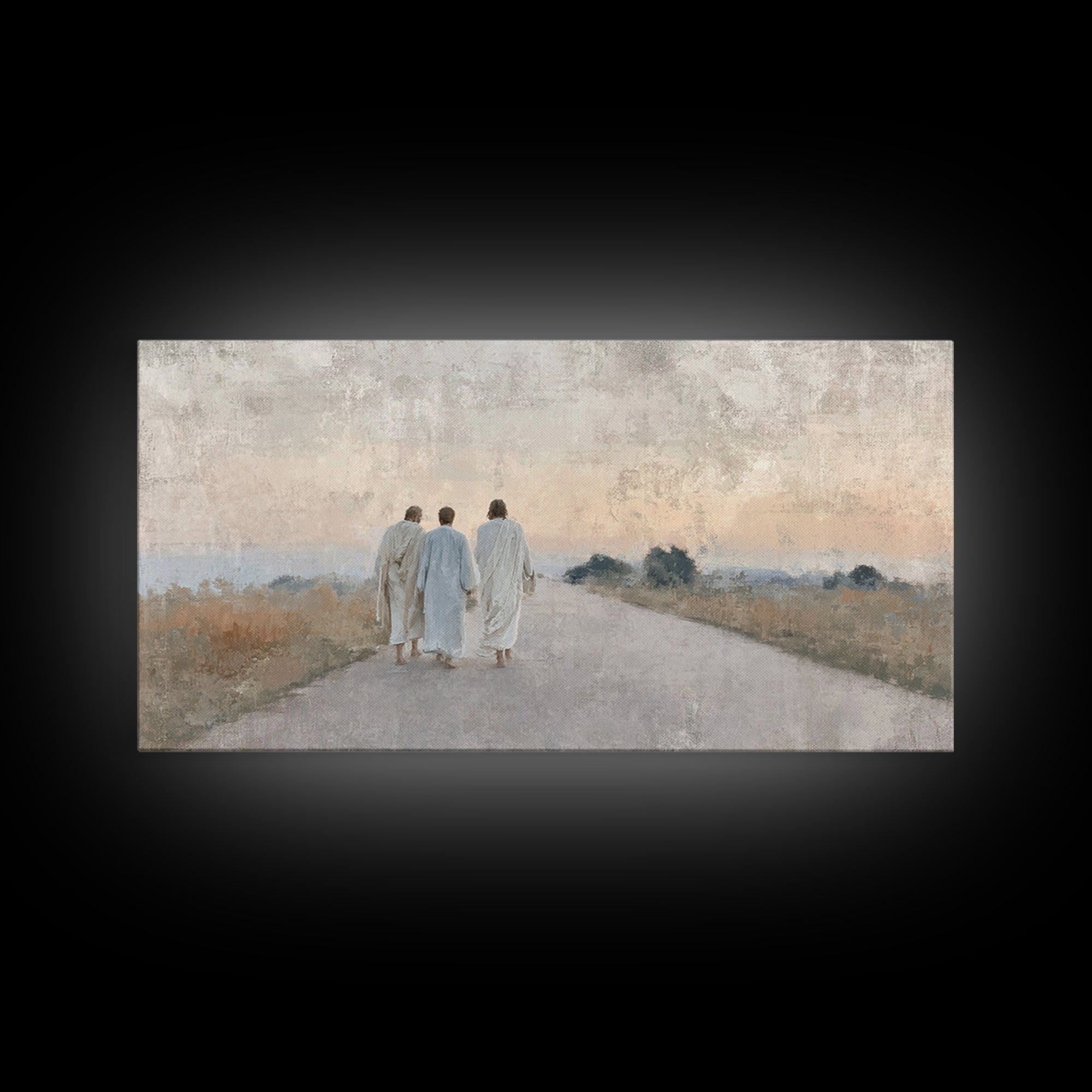 Road Of Companions | Framed Canvas Print | Christian Art Canvas | Christian Wall Art | Christian Paintings | Jesus Painting | Christian Dec