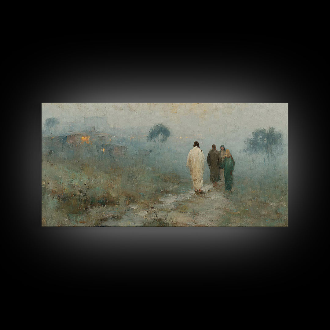 Walk To Hope | Framed Canvas Print | Christian Art Canvas | Jesus Painting | Modern Christian Art | Christian Wall Art | Christmas Art