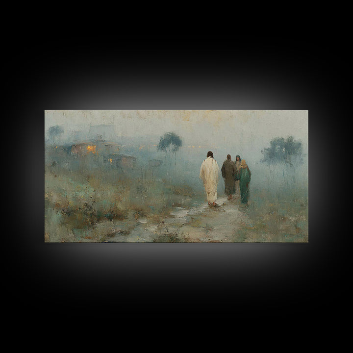 Walk To Hope | Framed Canvas Print | Christian Art Canvas | Jesus Painting | Modern Christian Art | Christian Wall Art | Christmas Art