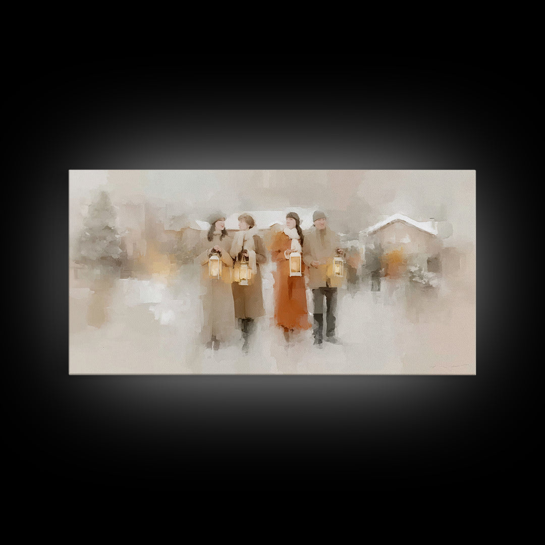 Lantern Fellowship | Framed Canvas Print | Christian Christmas Art | Christmas Wall Art | Christian Art Canvas | Modern Christian Art | Xma