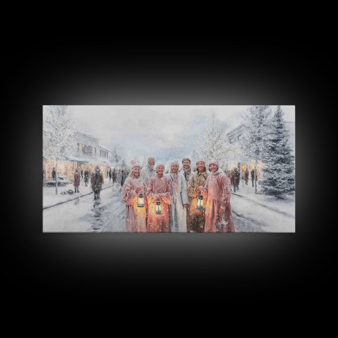 Snowlit Harmony, Framed Canvas Print, Christian Wall Art, Christmas Art Prints, Christian Christmas Art, Christian Art Canvas, Christian Gi