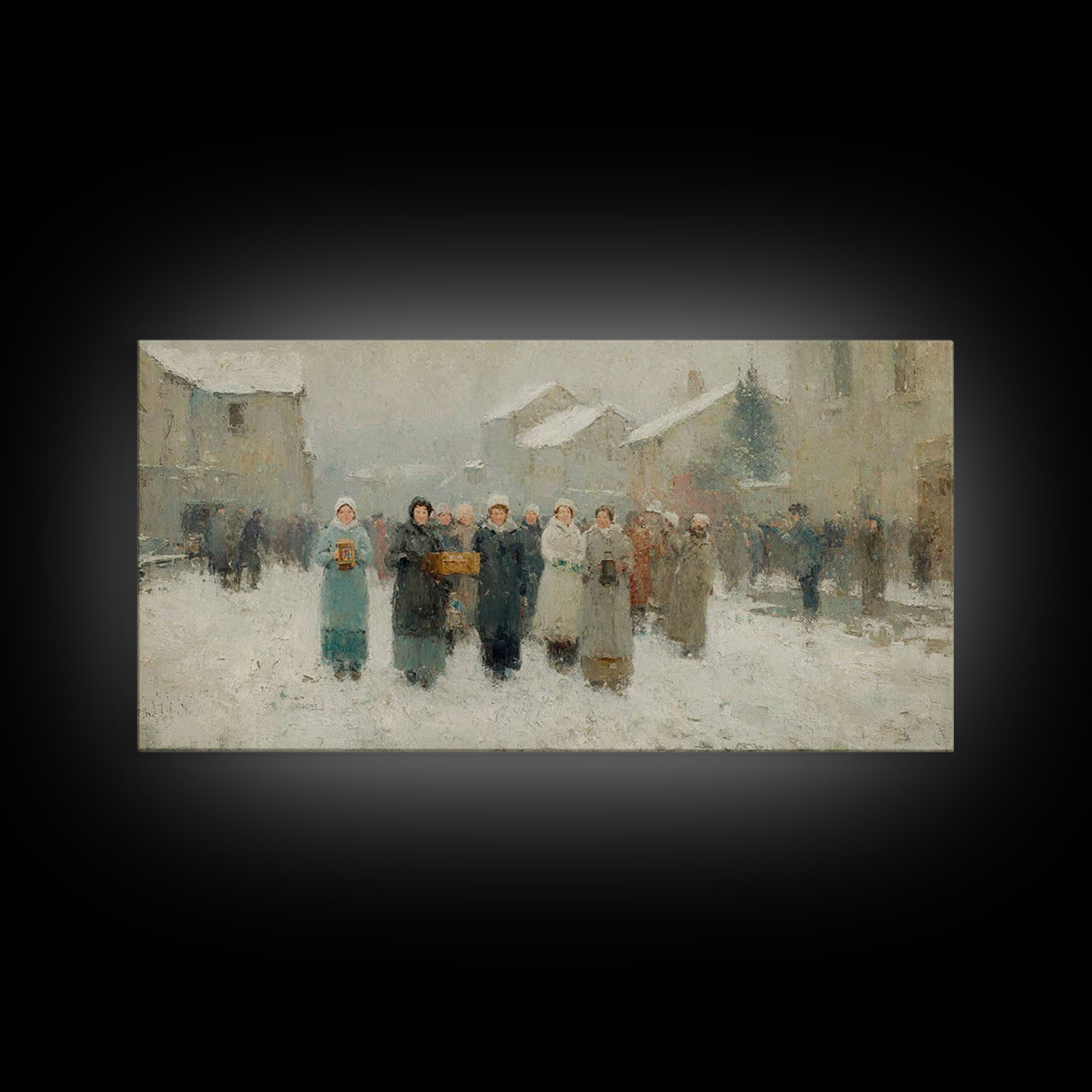 Little Carolers, Framed Canvas Print, Christmas Art Prints, Christian Christmas Art, Christian Art Canvas, Christmas Wall Art, Christian De