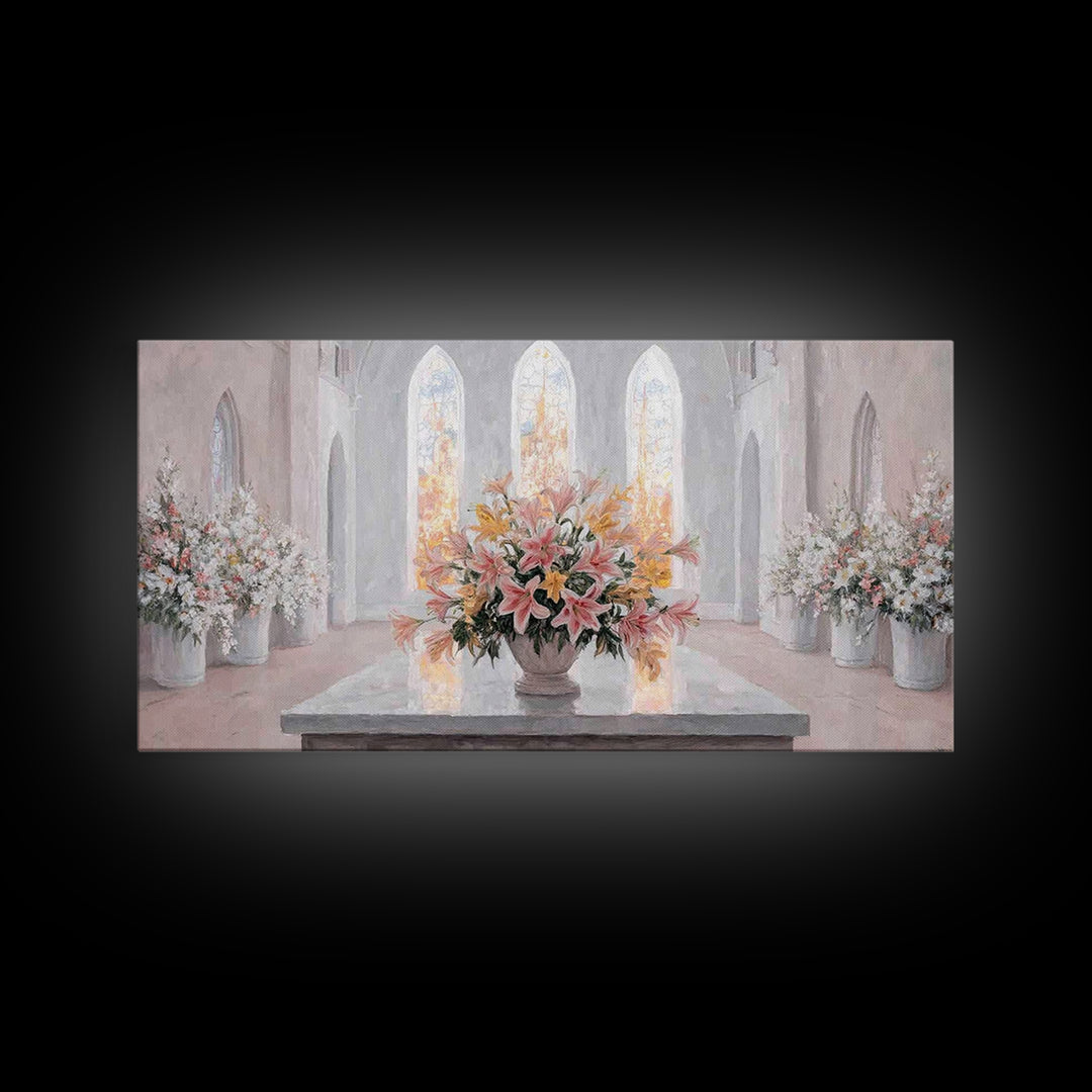 Radiant Blossoms, Framed Canvas Print, Christian Wall Art, Subtle Christian Art, Christian Art Canvas, White Christmas Art, Christian Decor