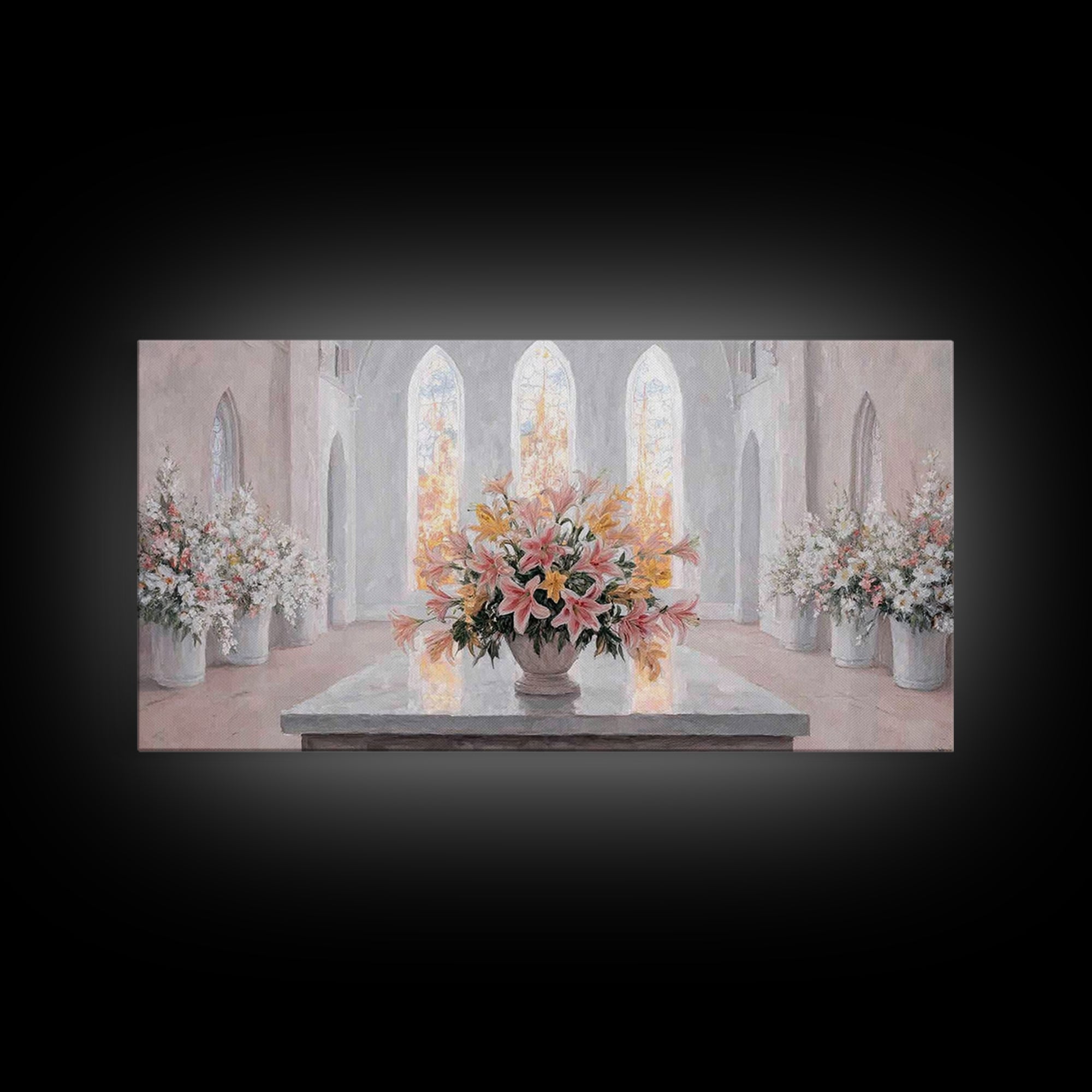 Radiant Blossoms, Framed Canvas Print, Christian Wall Art, Subtle Christian Art, Christian Art Canvas, White Christmas Art, Christian Decor