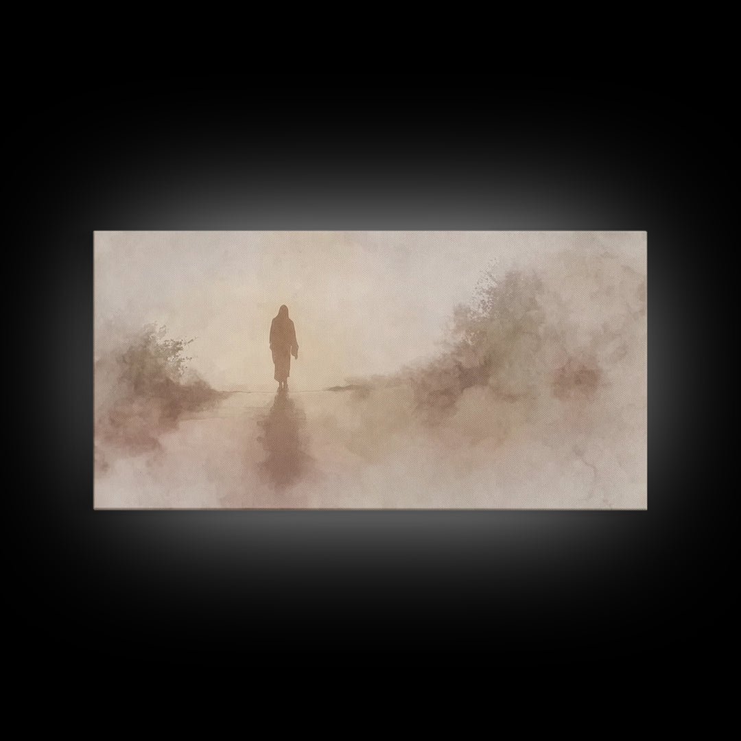 Solitary Savior Path – Framed Canvas Print – Jesus Painting – Jesus Canvas Art – Christian Wall Art – Modern Christian Art – Large Jesus Pa