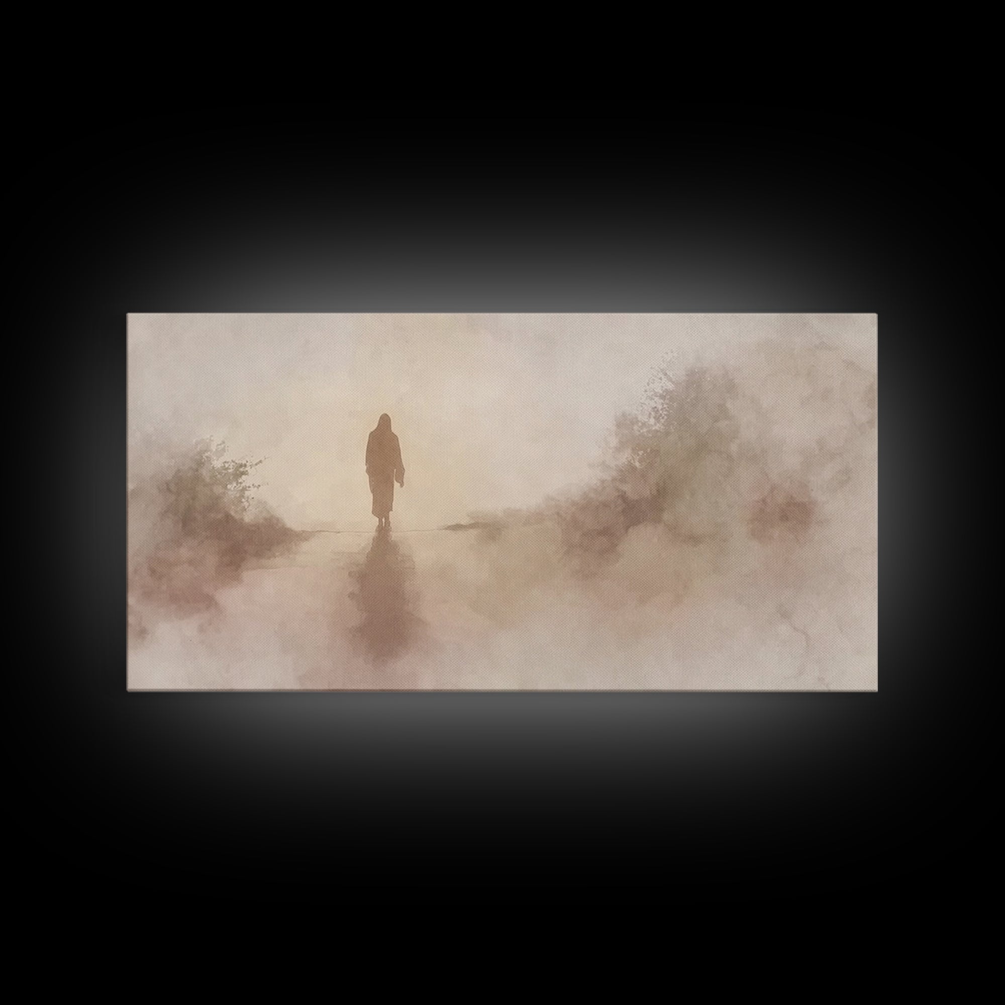 Solitary Savior Path – Framed Canvas Print – Jesus Painting – Jesus Canvas Art – Christian Wall Art – Modern Christian Art – Large Jesus Pa