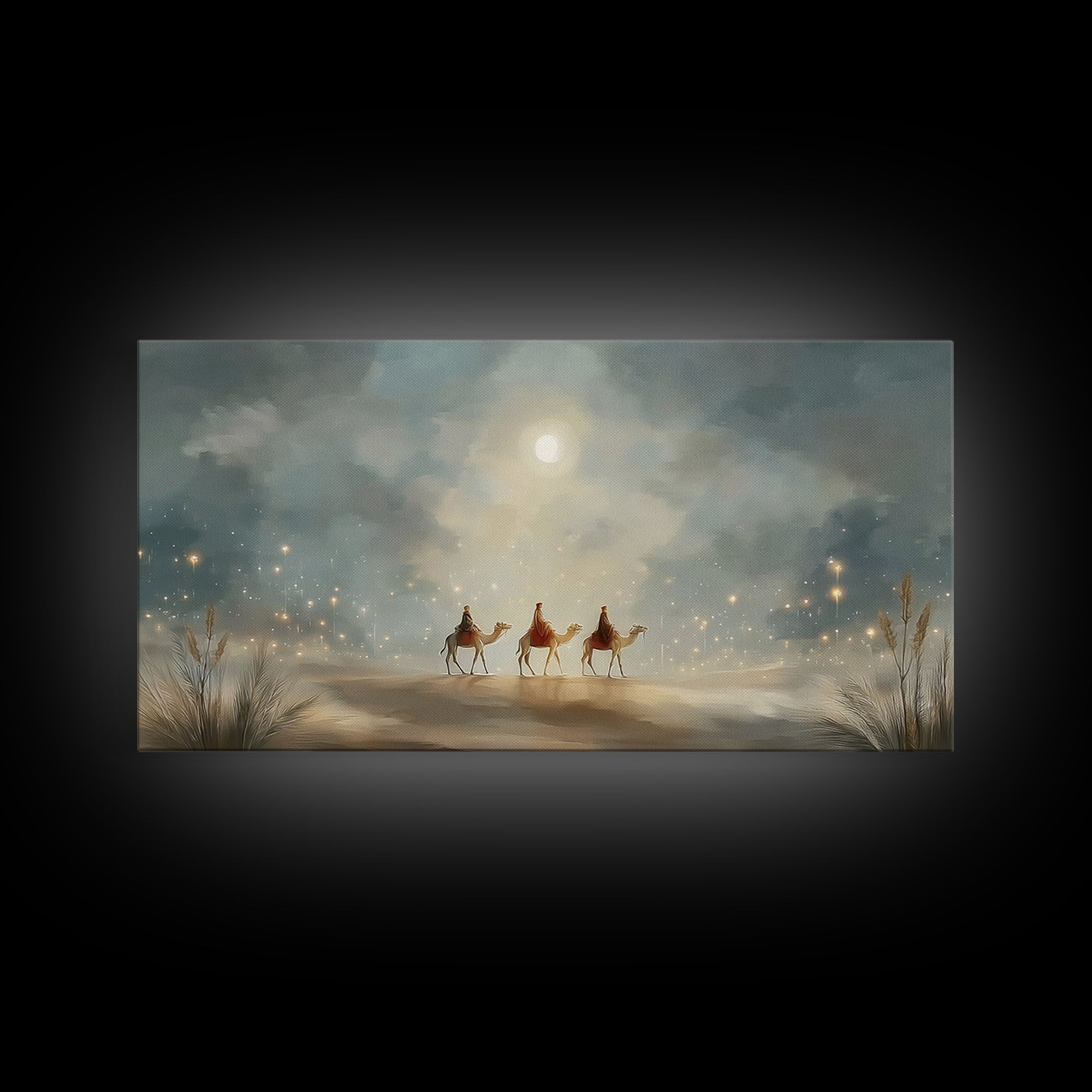 Guided By Starlight, Framed Canvas Print, Christmas Art Prints, Christian Christmas Art, Christian Wall Art, Christian Decor