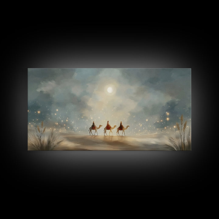 Guided By Starlight, Framed Canvas Print, Christmas Art Prints, Christian Christmas Art, Christian Wall Art, Christian Decor