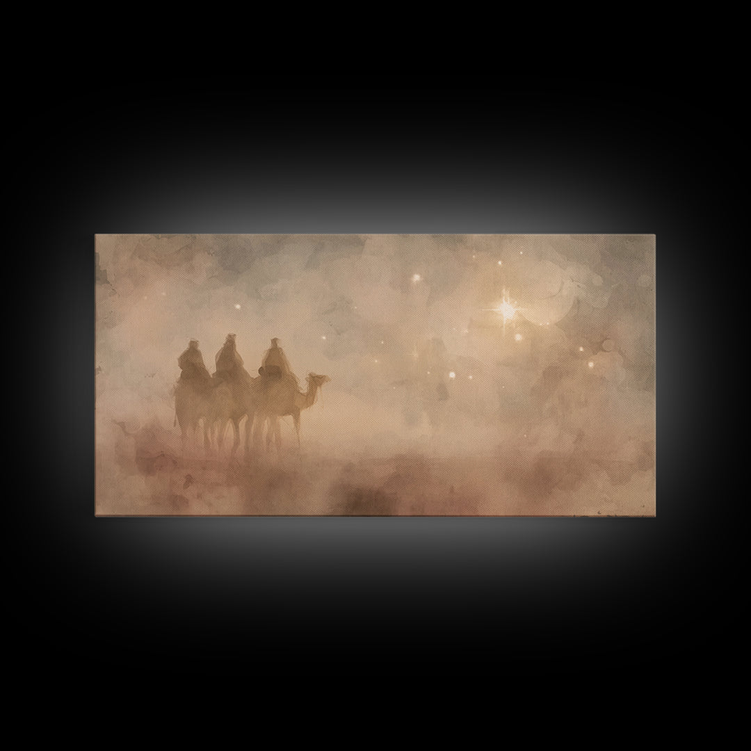Wisemen In Dawn – Framed Canvas Print – Christian Christmas Art – Christmas Wall Art – Christian Art Canvas – Christian Decor