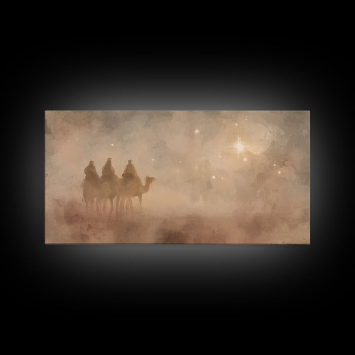 Wisemen In Dawn – Framed Canvas Print – Christian Christmas Art – Christmas Wall Art – Christian Art Canvas – Christian Decor