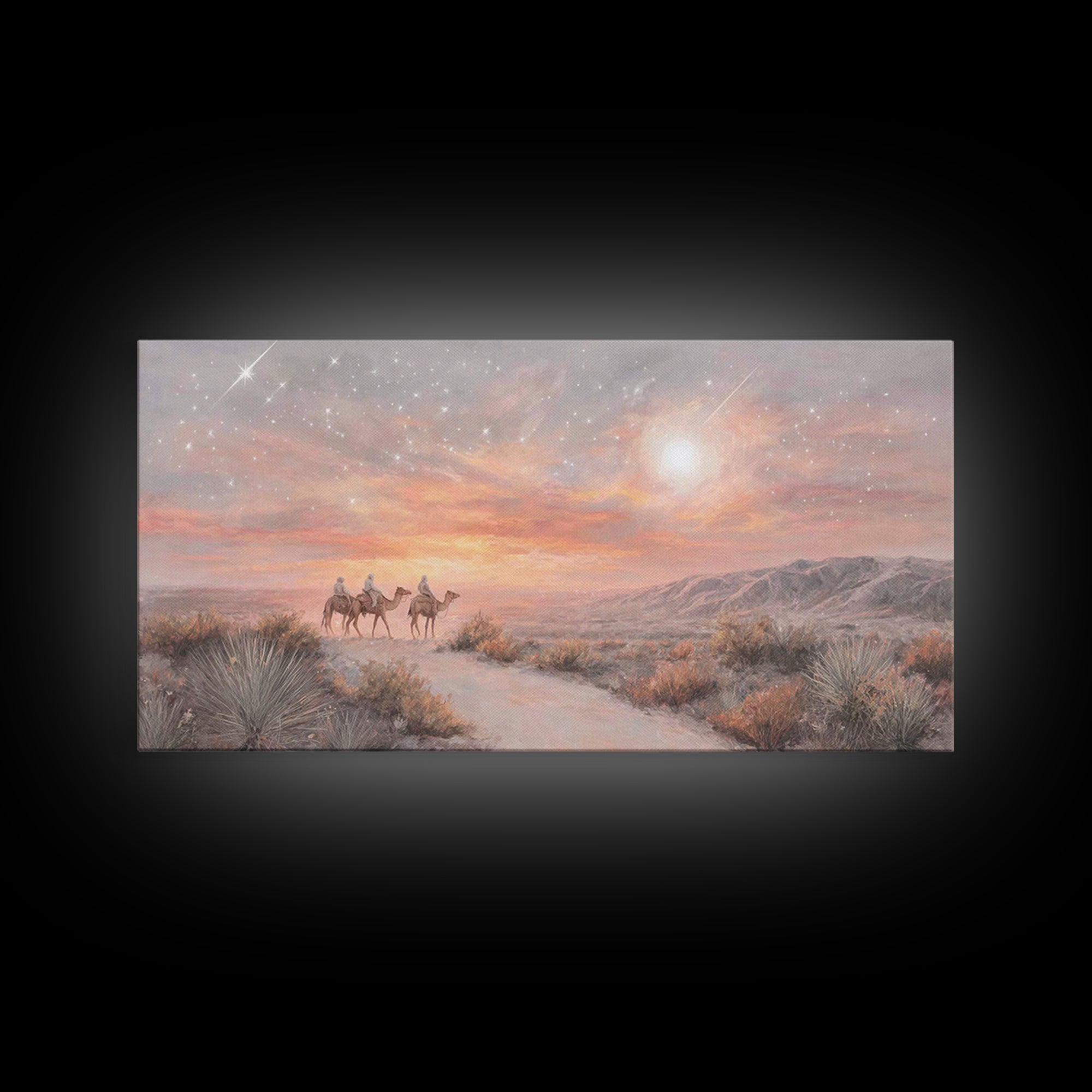 Desert Star Path, Framed Canvas Print, Christian Art Canvas, Christmas Art Prints, Christian Christmas Art, Christian Wall Art