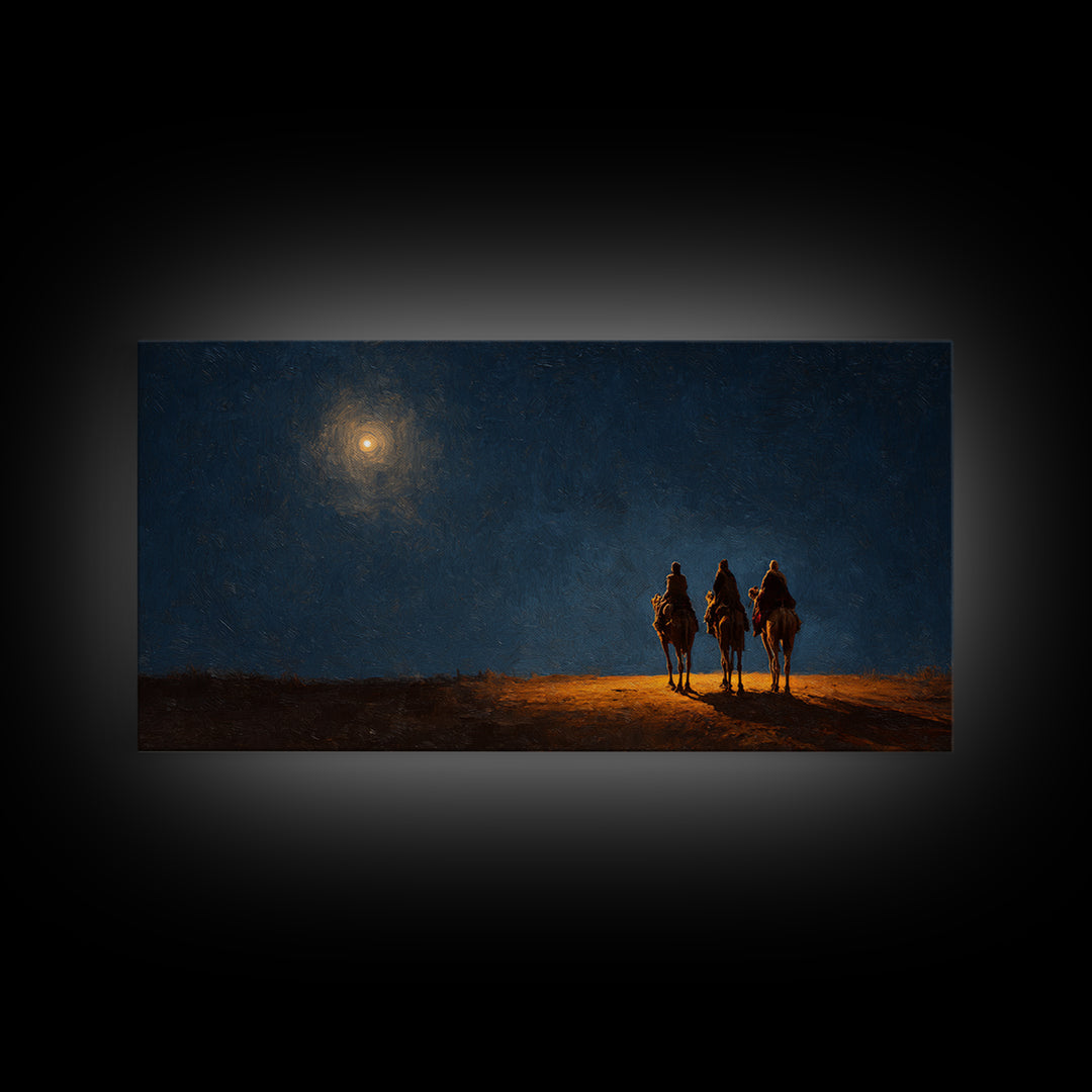 Midnight Revelation – Framed Canvas Print – Christmas Canvas Wall Art – Christian Christmas Art – Christian Wall Art – Christian Decor