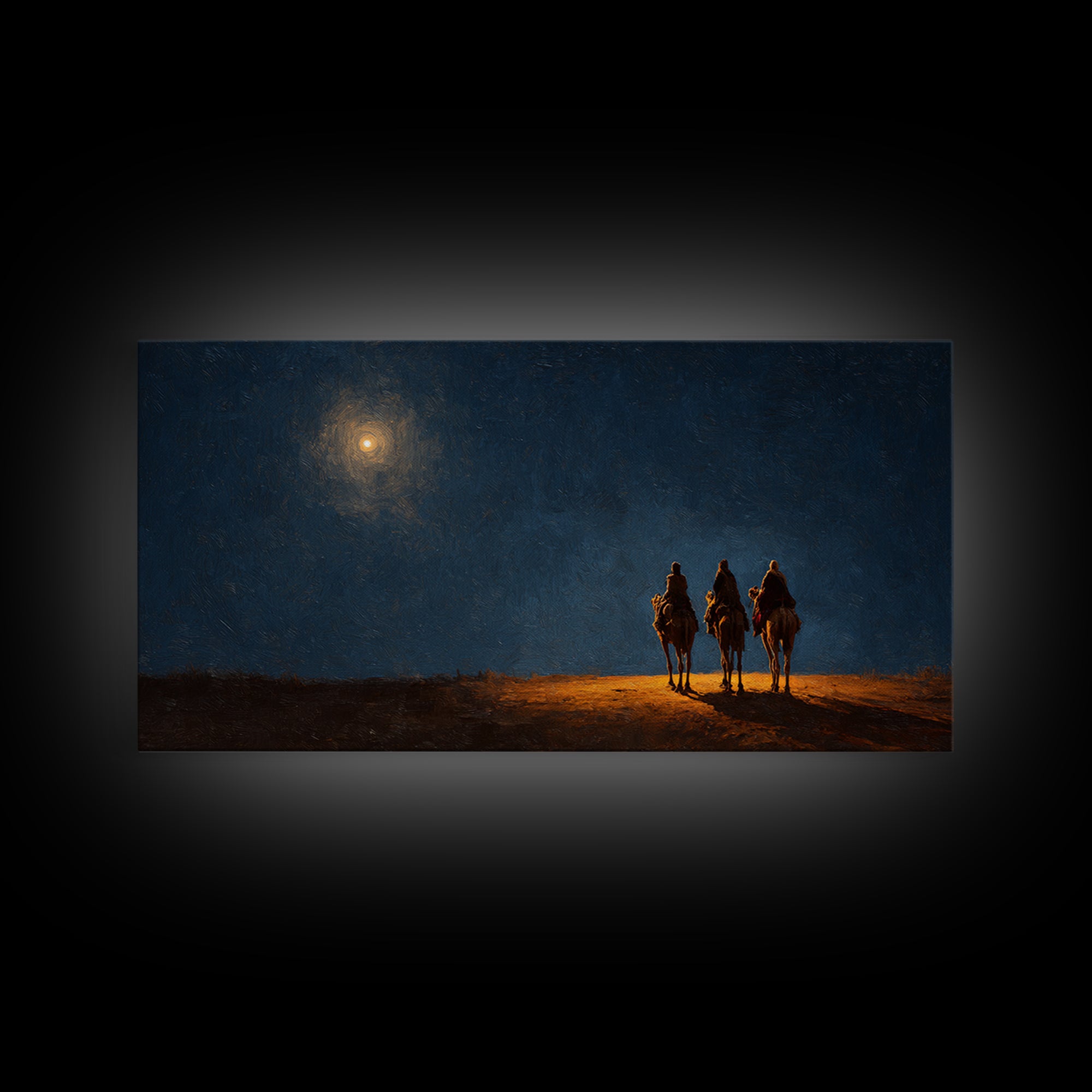 Midnight Revelation – Framed Canvas Print – Christmas Canvas Wall Art – Christian Christmas Art – Christian Wall Art – Christian Decor
