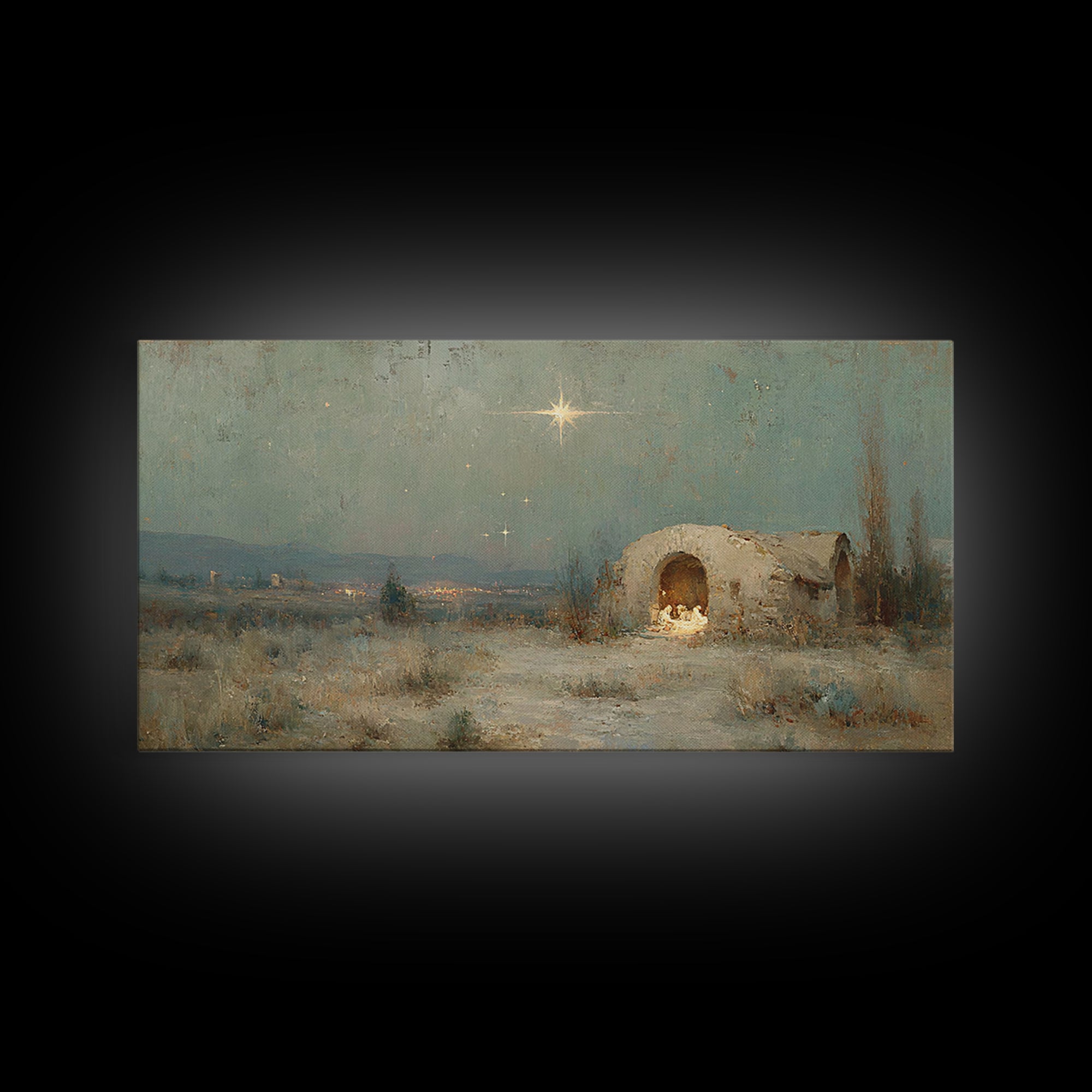 Bethlehem Light – Framed Canvas Print – Jesus Art – Christian Decor – Christian Canvas – Christian Gifts – Christian Art – Christmas Art