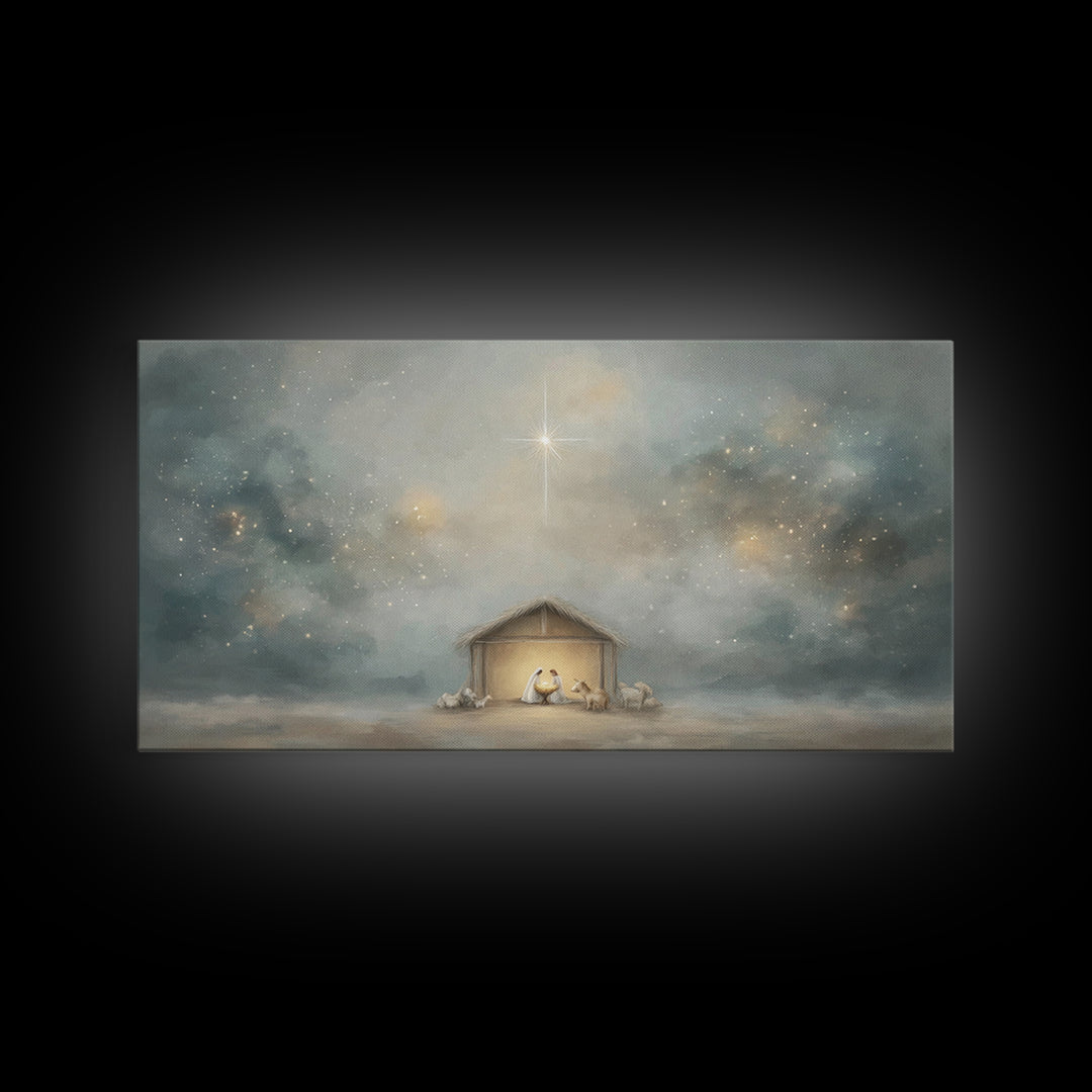 Desert Nativity – Framed Canvas Print – Jesus Art – Christian Gifts – Christian Decor – Christmas Art – Christian Canvas – Christian Art