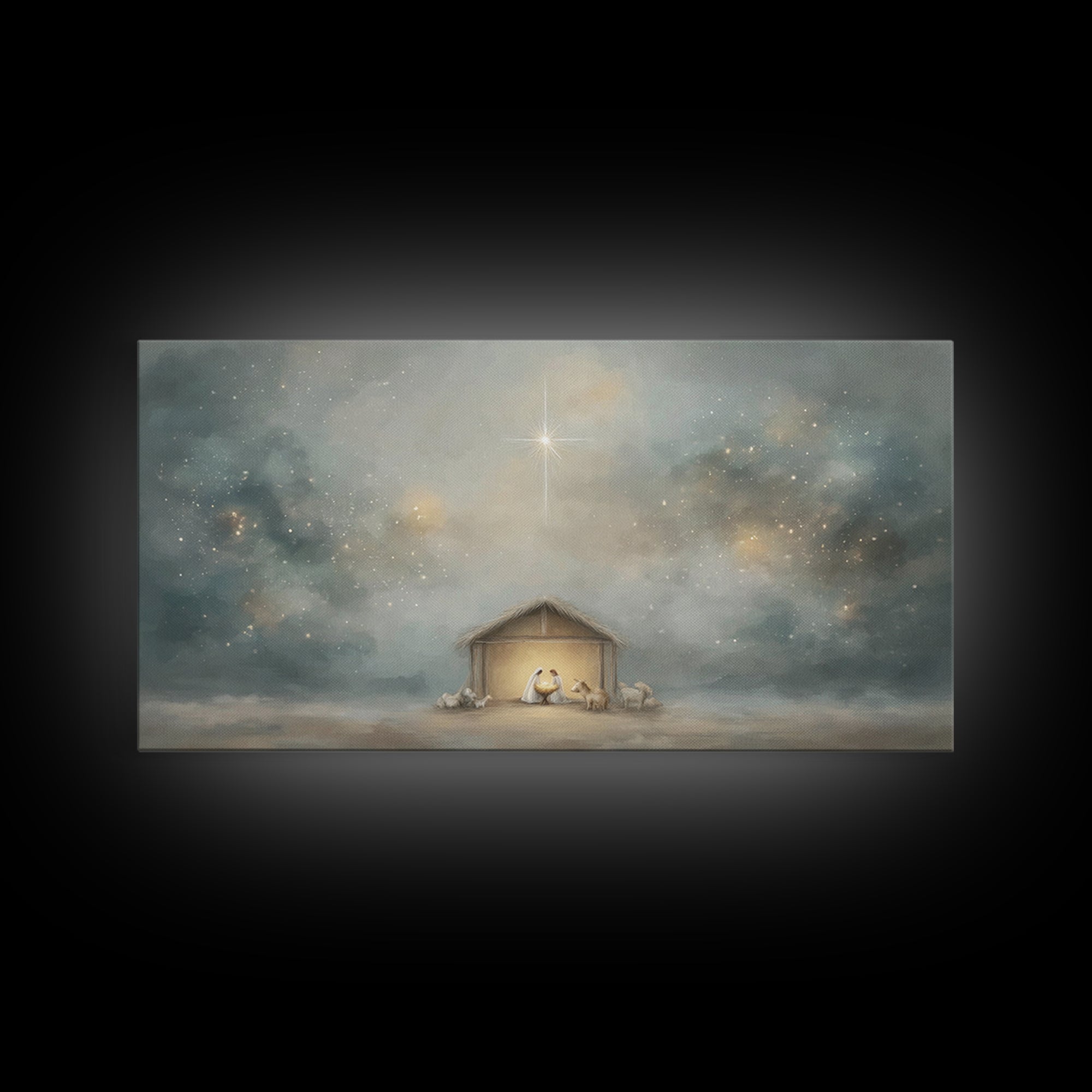 Desert Nativity – Framed Canvas Print – Jesus Art – Christian Gifts – Christian Decor – Christmas Art – Christian Canvas – Christian Art