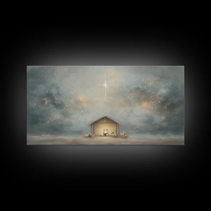 Desert Nativity – Framed Canvas Print – Jesus Art – Christian Gifts – Christian Decor – Christmas Art – Christian Canvas – Christian Art