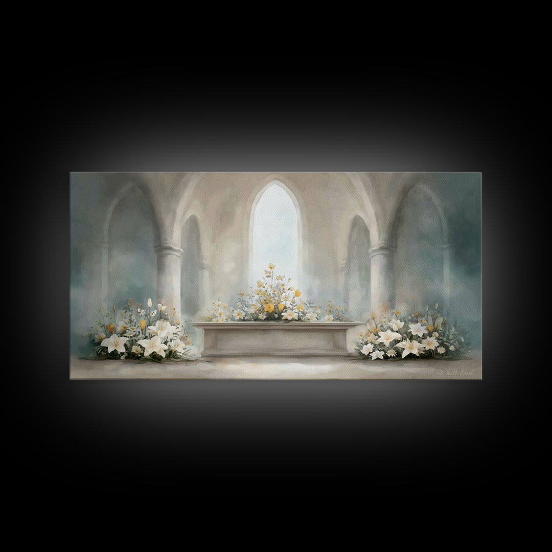 Peaceful Chapel – Framed Canvas Print – Christian Wall Art – Christian Art Canvas – Modern Christian Art – Christmas Art Work – Christian G