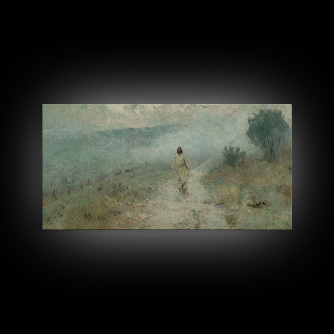 Quiet Valley Walk, Framed Canvas Print, Christian Wall Art, Christian Art Canvas, Jesus Painting, Large Christian Art, Christian Christmas