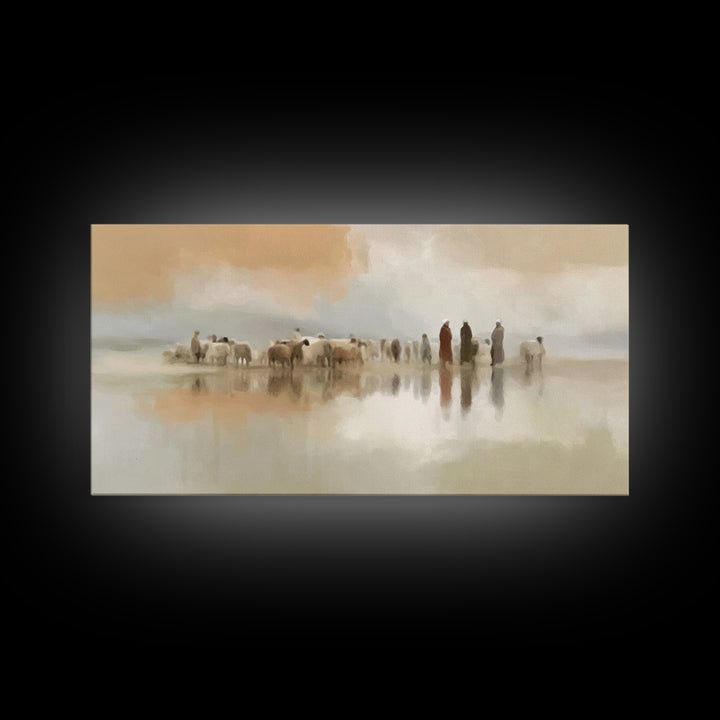 Shepherds In Stillness – Framed Canvas Print – Christian Wall Art – Christian Art Canvas – Christian Painting – Christmas Art – Subtle Chri