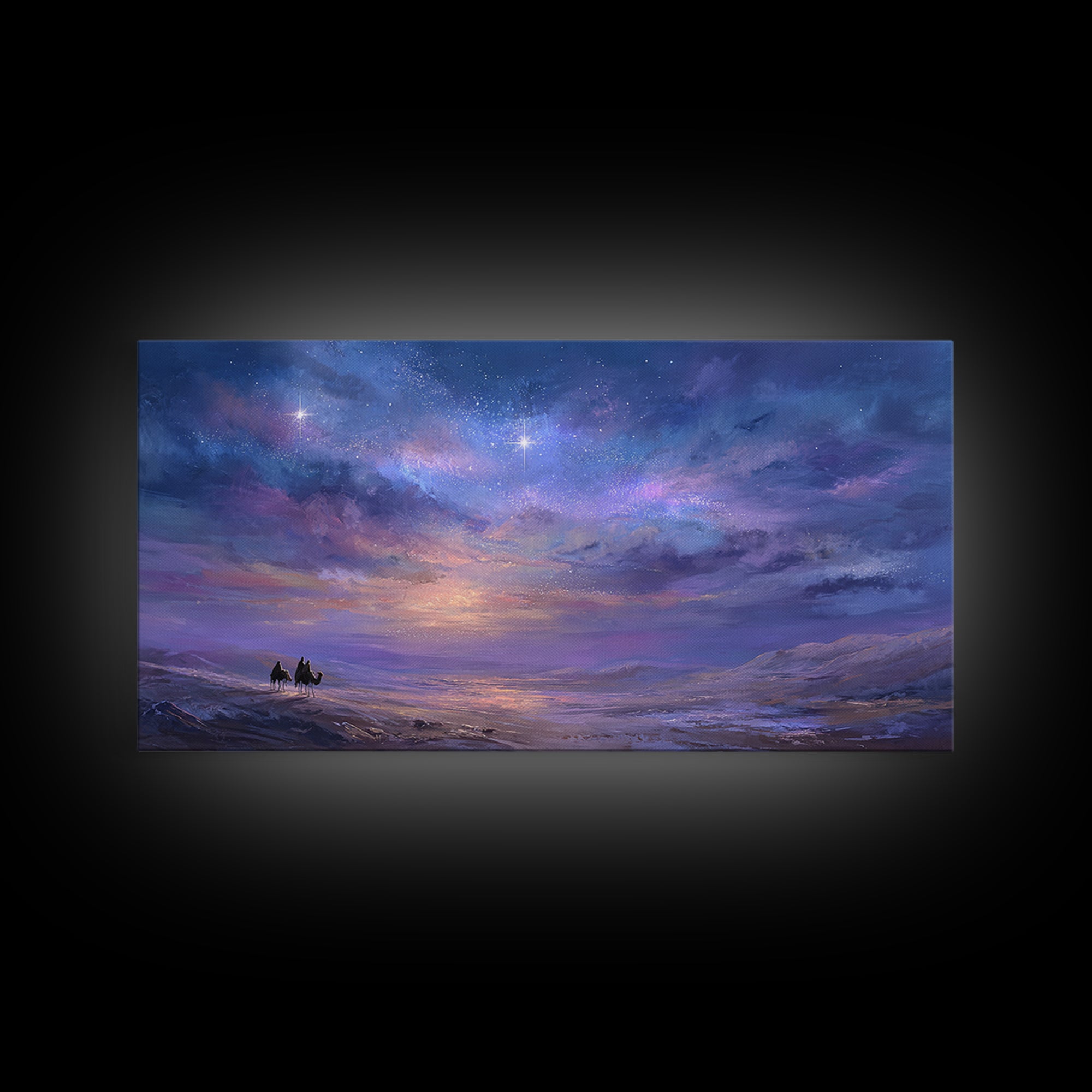 Heavens of Promise, Framed Canvas Print, Christian Art Prints, Christmas Wall Art, Christian Christmas Art, Christian Painting, Modern Chri