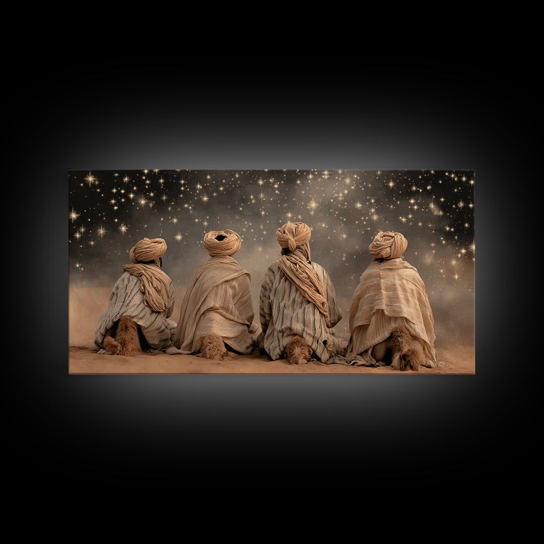 Night of Seeking Grace – Framed Canvas Print – Christian Art Canvas – Moody Christmas Art – Christian Wall Art – Christian Paintings – Chri