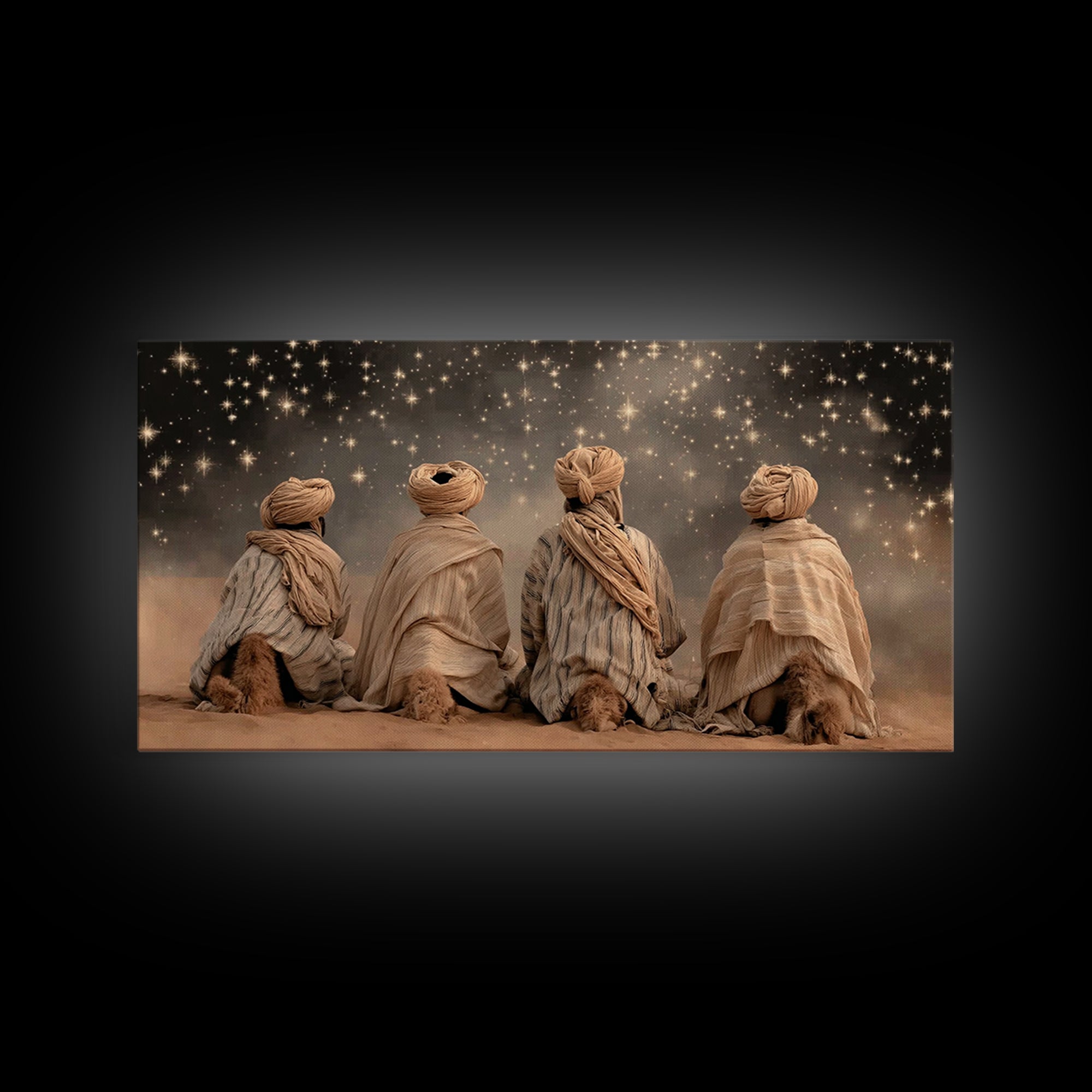 Night of Seeking Grace – Framed Canvas Print – Christian Art Canvas – Moody Christmas Art – Christian Wall Art – Christian Paintings – Chri