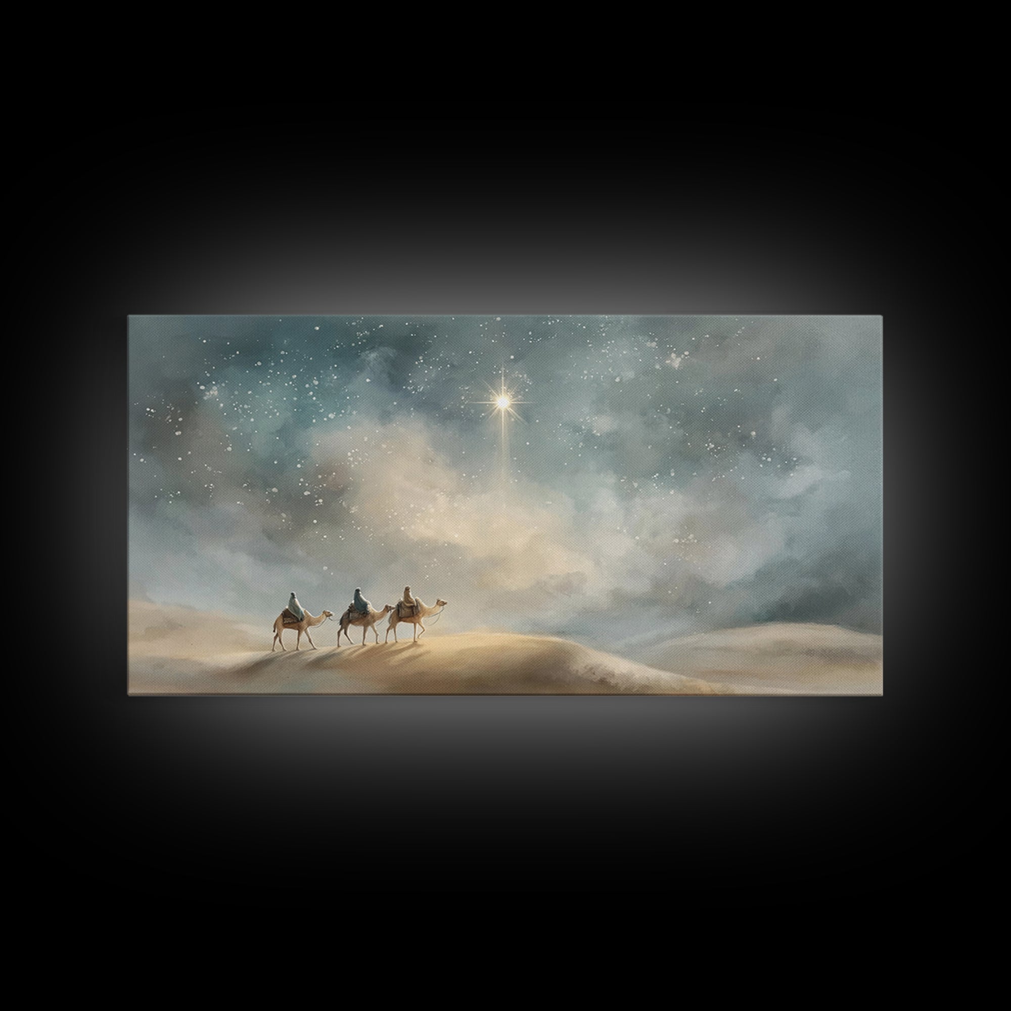 Desert Choir of Light – Framed Canvas Print – Christian Art – Christmas Wall Art – Christian Art Canvas – Christian Painting – Modern Chris