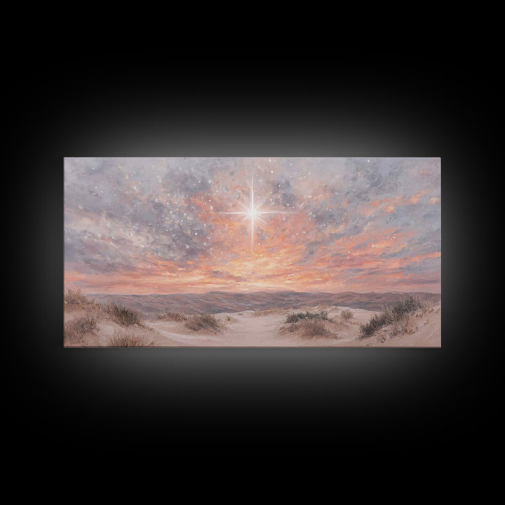 Morning Star Ascending, Framed Canvas Print, Christmas Wall Art, Christian Art Canvas, Christian Christmas Art, Christian Art Print, Moody