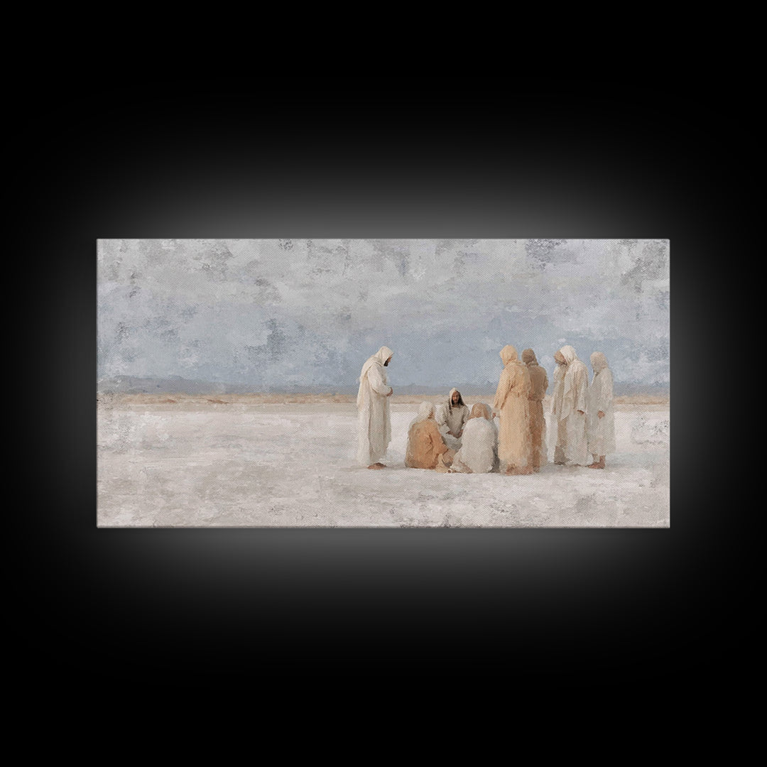Teaching In Stillness, Framed Canvas Print, Christian Art Canvas, Christian Wall Art, Subtle Christian Paintings, Modern Christian Painting