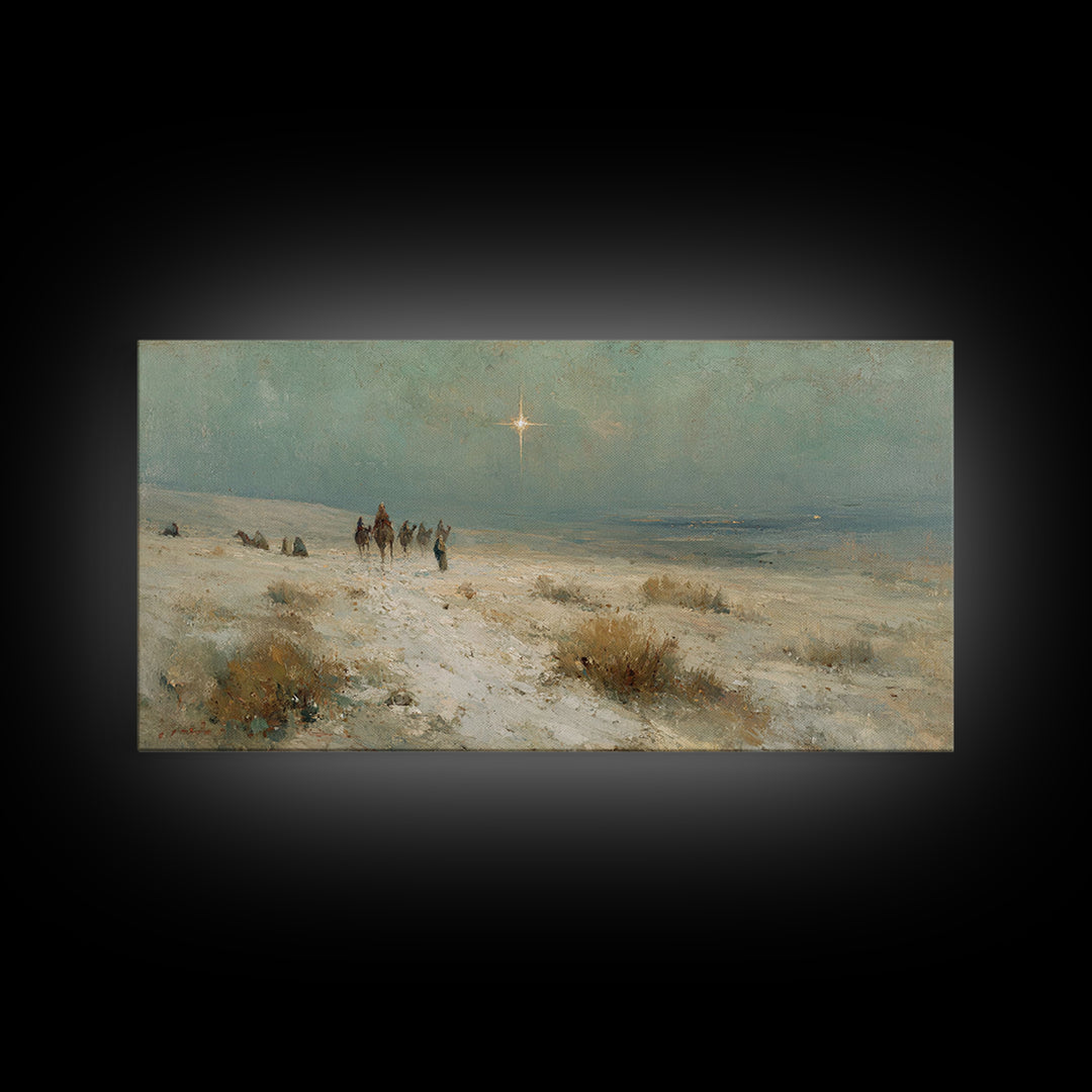 The Guiding Star – Framed Canvas Print – Christian Wall Art – Christmas Art – Jesus Painting – Christian Art Canvas – Christmas Wall Art