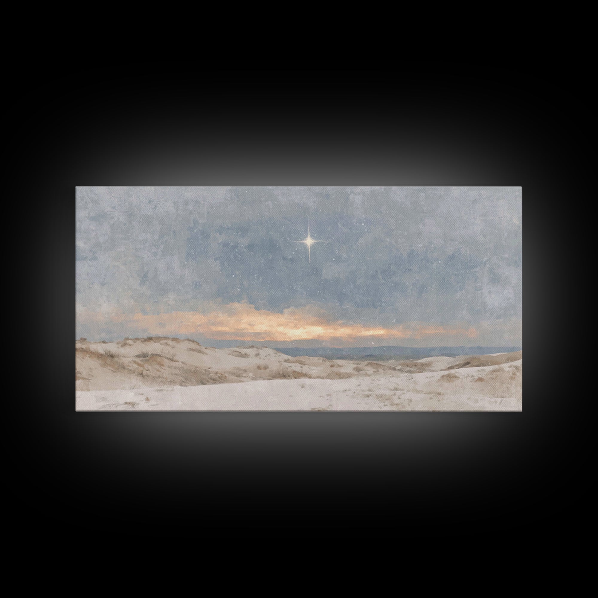 Holy Dawn Light | Framed Canvas Print | Christian Art Canvas | Christian Wall Art | Christmas Art | Jesus Painting | Christian Christmas Ar