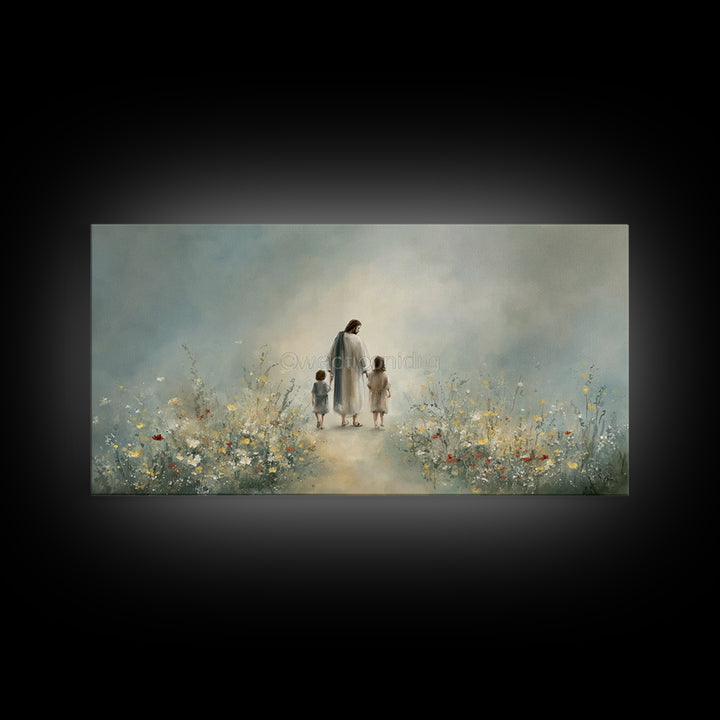 Walk in His Peace – Framed Canvas Print – Christian Art – Christian Wall Art – Jesus Painting – Christian Art Canvas – Christian Gift
