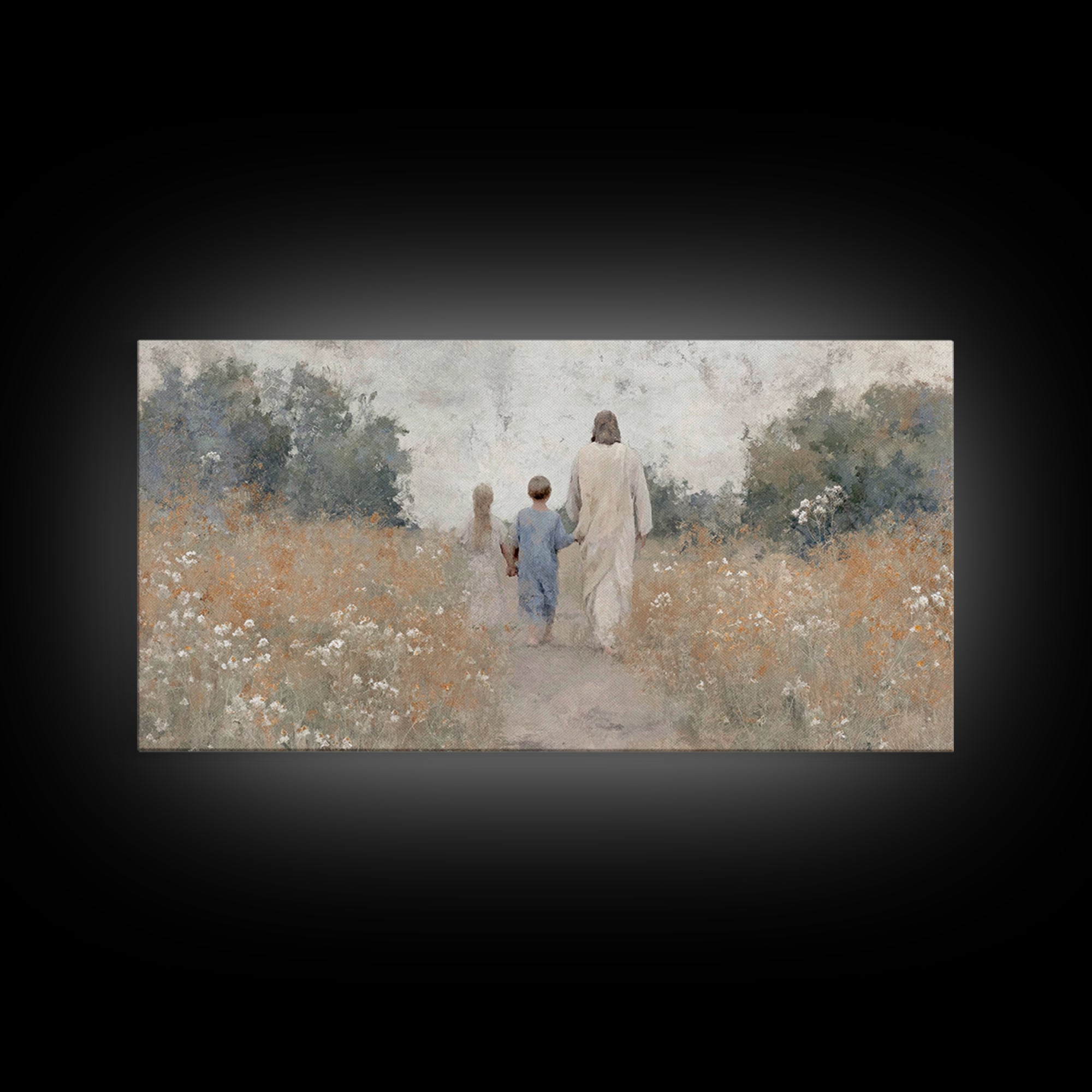 Path of Light, Framed Canvas Print, Christian Wall Art, Christian Art Canvas, Jesus Painting, Christian Art, Christian Christmas Art