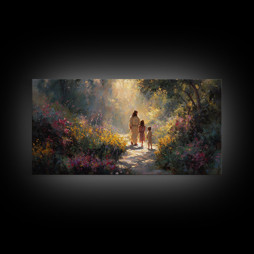 Radiant Garden Way – Framed Canvas Print – Christian Art Canvas – Christmas Art – Christian Wall Art – Jesus Painting – Christian Christmas